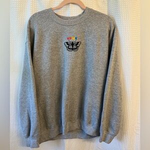Harry Styles TPWK Embroidered Gray Crewneck Sweatshirt Size Large